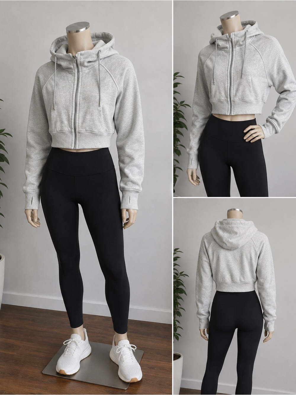 Lululemon Scuba Full-Zip Cropped Hoodie Heathered Grey Size 6